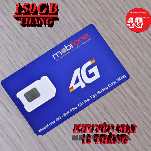 SIM 4G MOBIFONE CÓ 150Gb/THÁNG TỐC ĐỘ CAO MDT150A