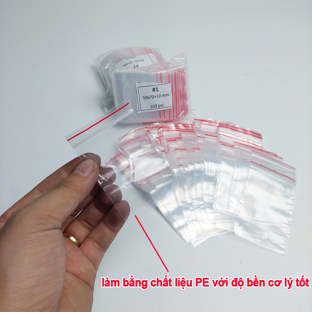 100 Túi Zipper Bấm Miệng - size 14 x 20 cm