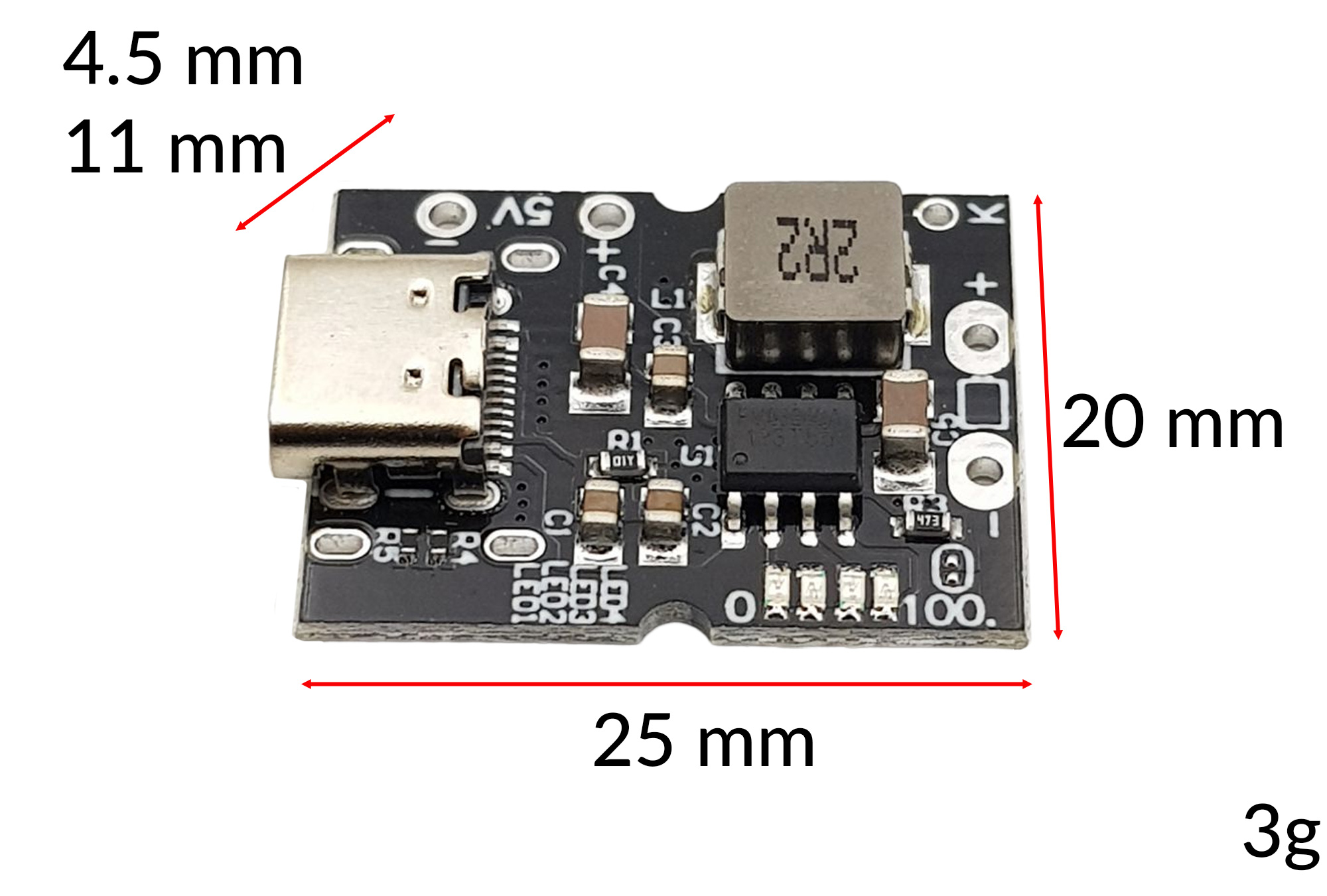 Mạch Sạc Xả Pin 18650 cổng Type C có đèn báo