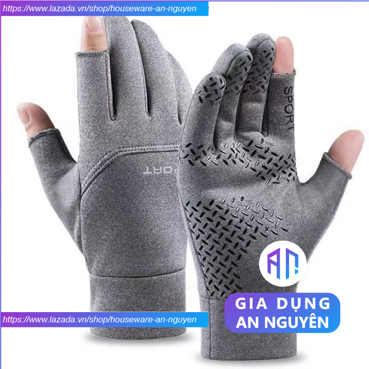 Găng tay hở 2 ngón đi xe máy xe đạp thể thao bao tay chống nắng cảm ứng sử dụng điện thoại