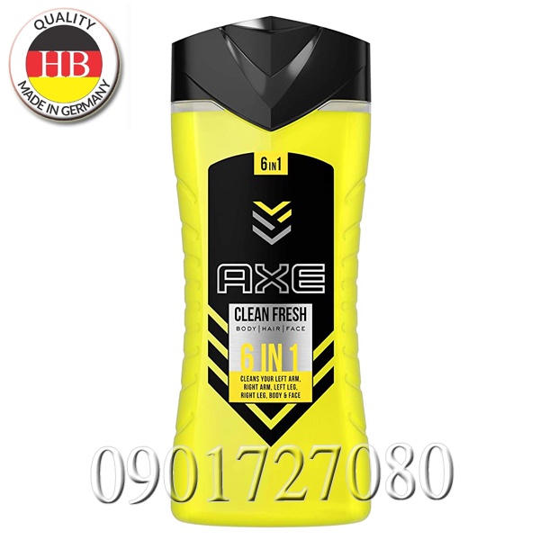 Sữa tắm, gội AXE Clean Fresh (6in1) 400ml - Đức