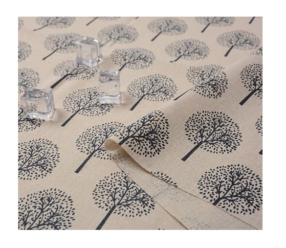 [HCM]VẢI BỐ/ VẢI CANVAS HỌA TIẾT CÂY TRÒN NHẠT