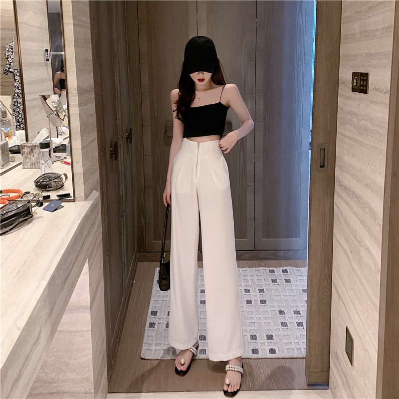 Mua 2 giảm 5%] Quần ống rộng suông khóa trước,quần ống suông lưng cao tôn dáng, quần tây lưng cao khóa trước dài rộng