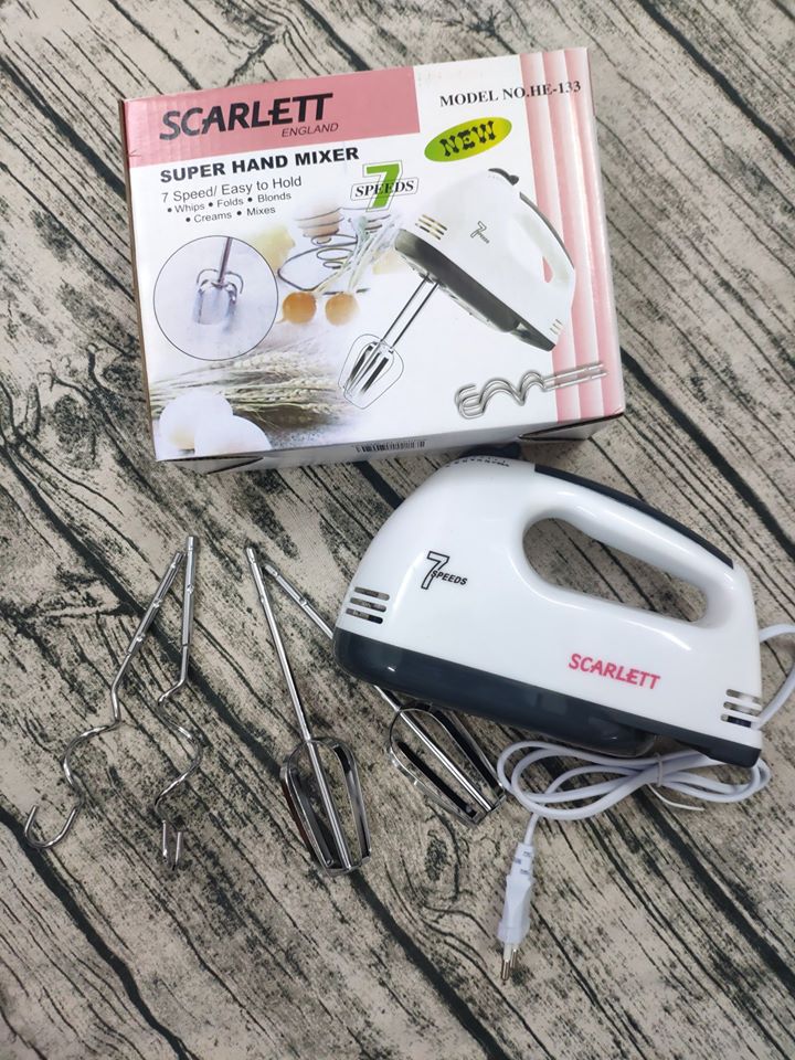 SIÊU KHUYẾN MÃI - Máy đánh trứng nhào bột 7 tốc độ chuyên dụng cho gia đình, nhà hàng, quán ăn làm bánh, thiết kế 2 que nhào bột và 2 que đánh trứng - May danh trung cam tay Scalett tang kem dung cu tach long do trung da nang bang nhua