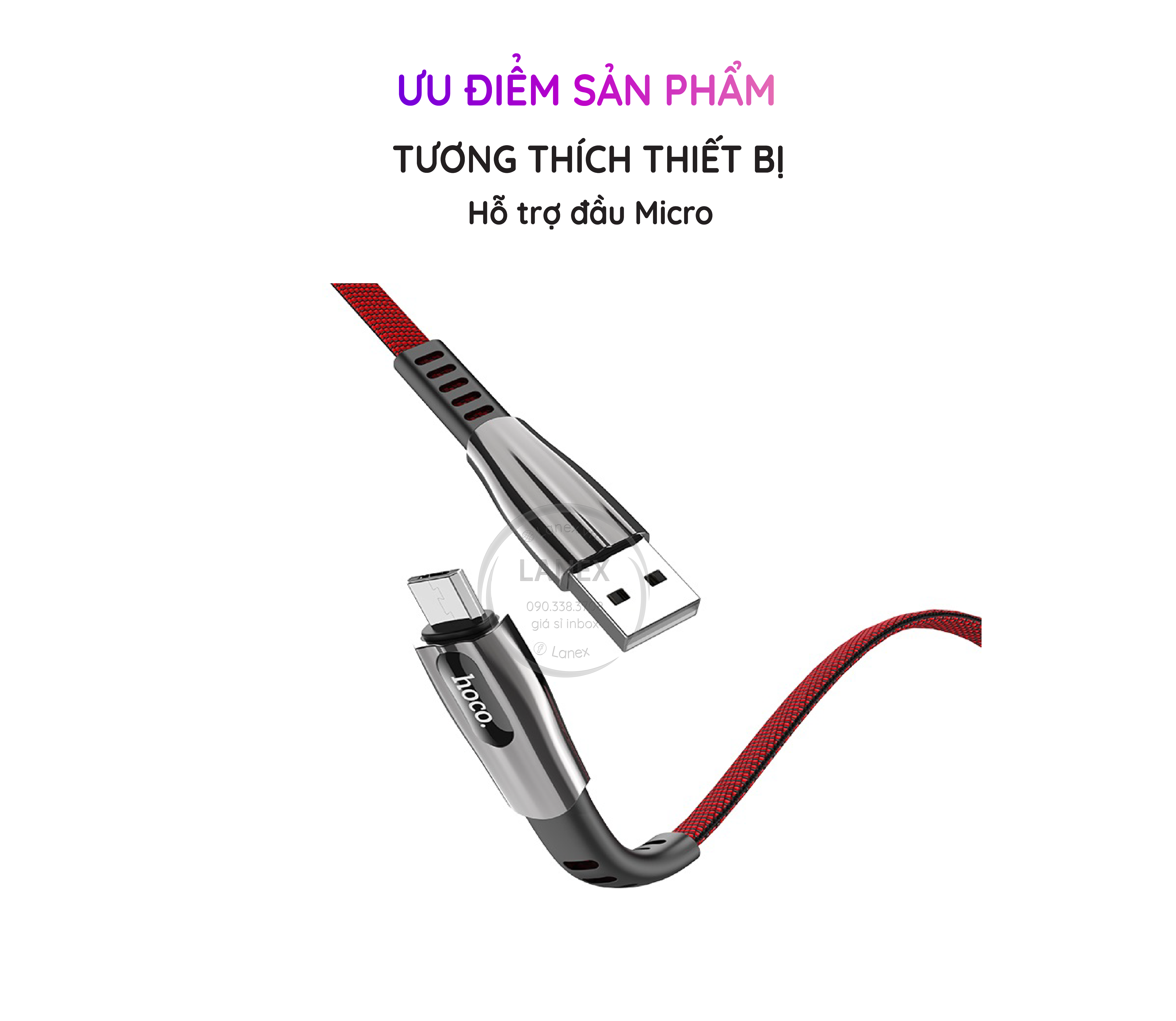Cáp Sạc Nhanh Hoco U70 Dây Dù Micro 2.4a Dài 1.2m