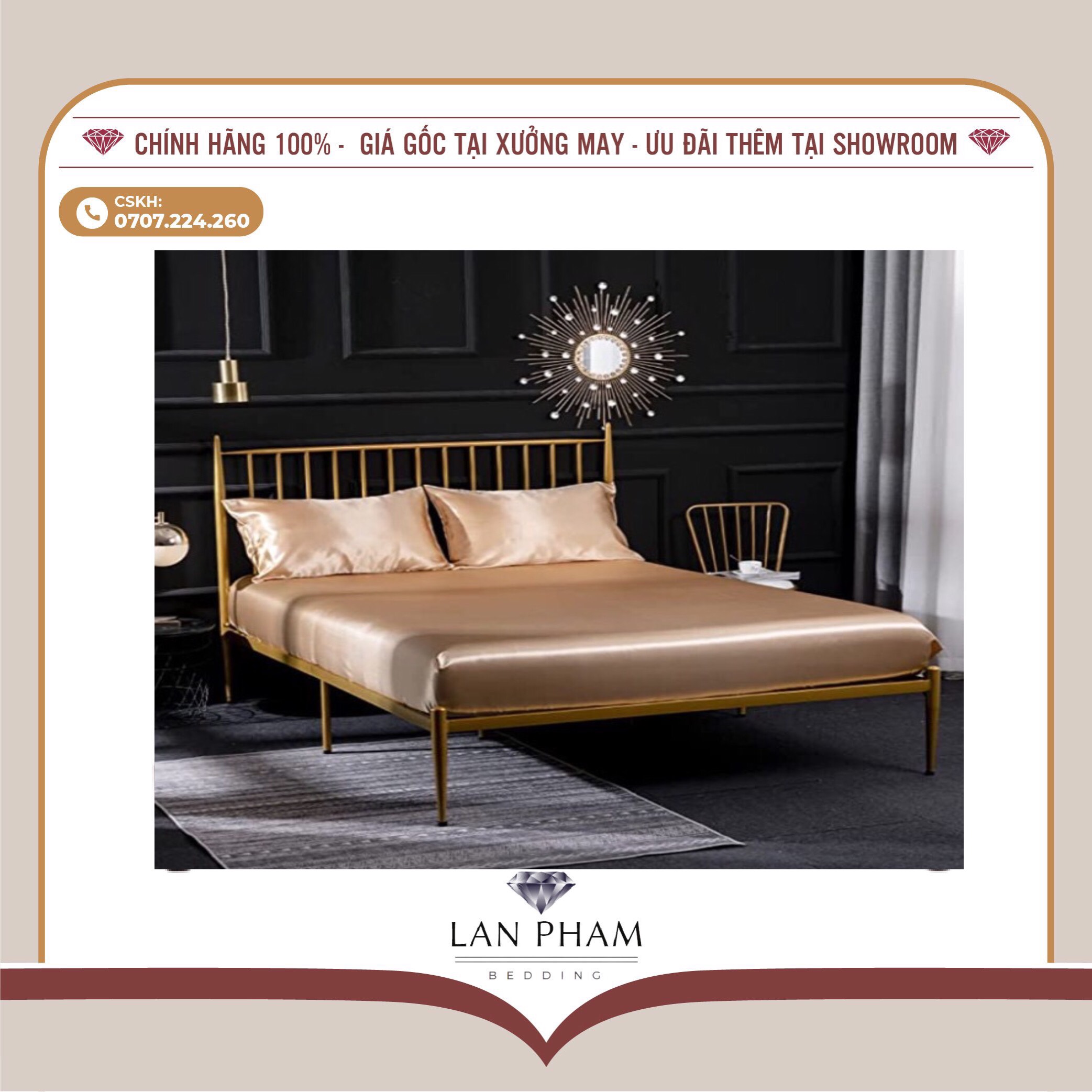 GA - DRAP GIƯỜNG LẺ PHI LỤA VÀNG ĐỒNG LAN BEDDING