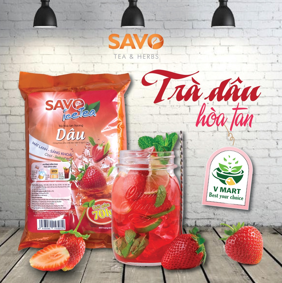 Trà Dâu Hòa Tan SAVO (Strawberry Icetea) - Túi 800g