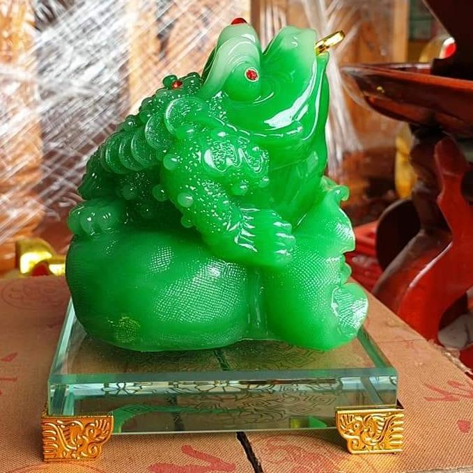 Cóc xanh ngồi đế kiếng cao 16 cm