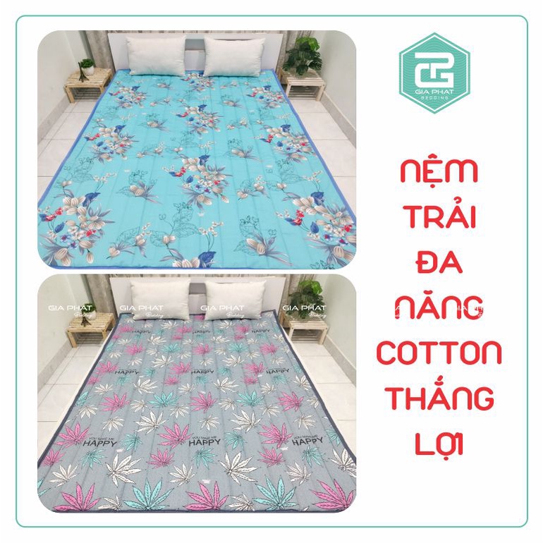 Nệm trải đa năng: Tấm bảo vệ nệm, Nệm văn phòng, nệm lót sàn, lót giường 100% Coton Thắng Lợi tiện ích, có thun giữ 4 góc.