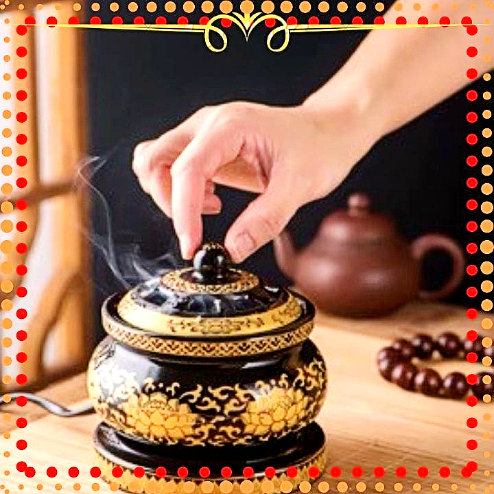 lò đốt trầm hương, lư điện xông trầm size to có hẹn giờ lư xông trầm nụ lư sen vàng