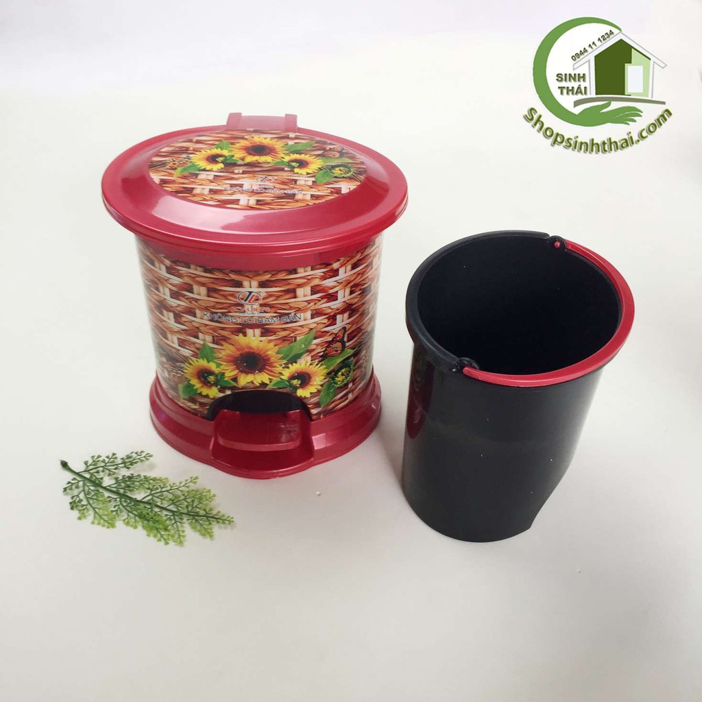 [HCM]Thùng đựng rác oval nhí có nắp đậy - 22cm