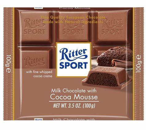Socola Hạt Phỉ, Coconut, Butter Biscuit , Marzipan, Peppermint, Whole Hazelnuts Ritter Sport 100g