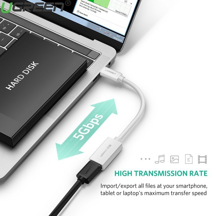 Dây cáp USB Type-C sang USB 3.0 có hỗ trợ OTG UGREEN US154 30645