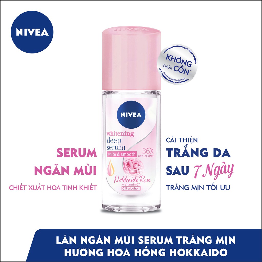 [HCM]Lăn serum ngăn mùi NIVEA trắng mịn hương hoa hồng Hokkaido 40ml
