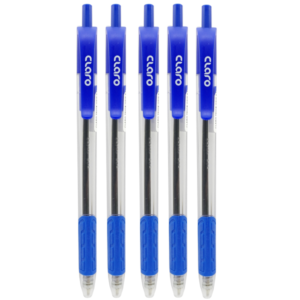 Vỉ 5 bút bi claro trion grip rt 0.7 mm - mực xanh