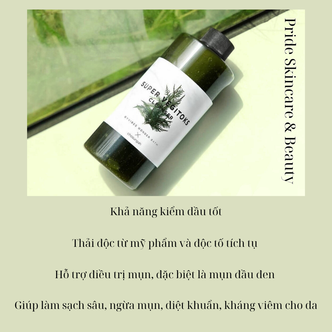 Sữa rửa mặt rau củ Super Vegitoks Cleanser 300ml - Thải độc da - Byvibes Wonder Bath