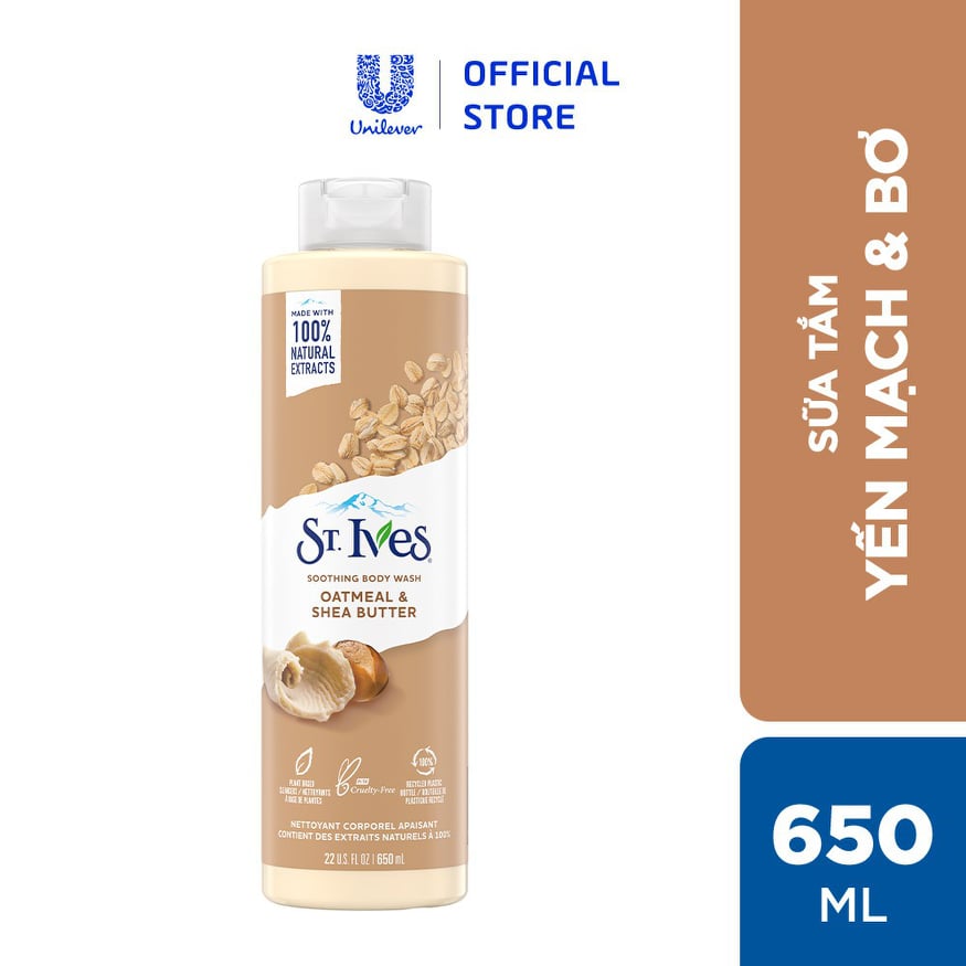 [USA] Sữa tắm ST.IVES Soothing yến mạch và bơ 650ml - Mỹ