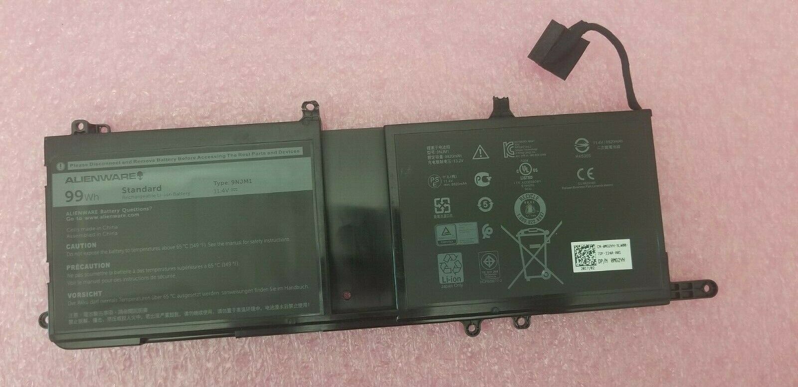 Pin(battery) Original Dell Alienware 15 R3 9njm1 99Wh Zin