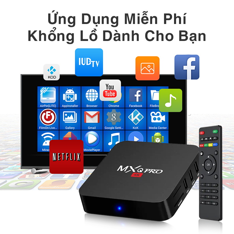 Android TV Box MXQ PRO 4K bản 16G+256GB Tiếng Việt Wifi 5G Smart Tivi Box xem truyền hình 100 kênh miễn phí, xem Youtube