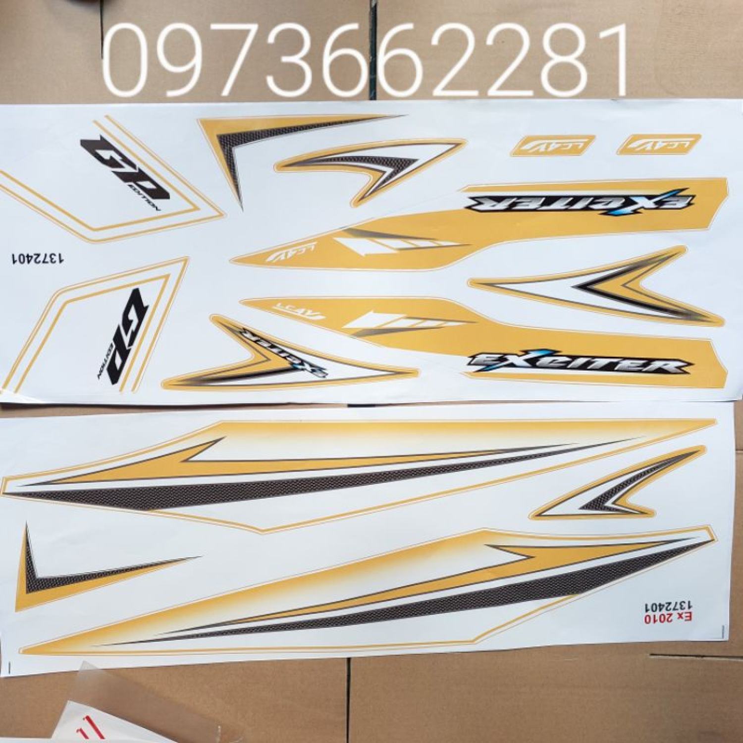 Bộ tem dán xe exciter 2008-2010 màu vàng gp