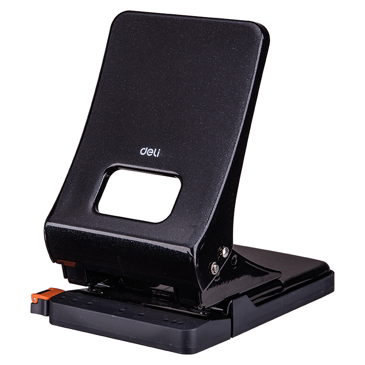 Máy bấm 2 lỗ giấy vỏ kim loại deli 0143 ,bấm đươc 45 tờ giấy định lượng 70gsm