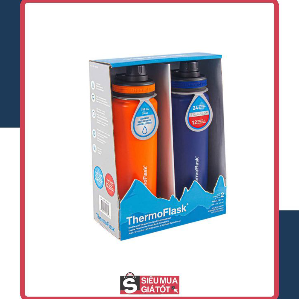 SET 2 BÌNH GIỮ NHIỆT THÉP KHÔNG GỈ THERMOFLASK 710ML X 2