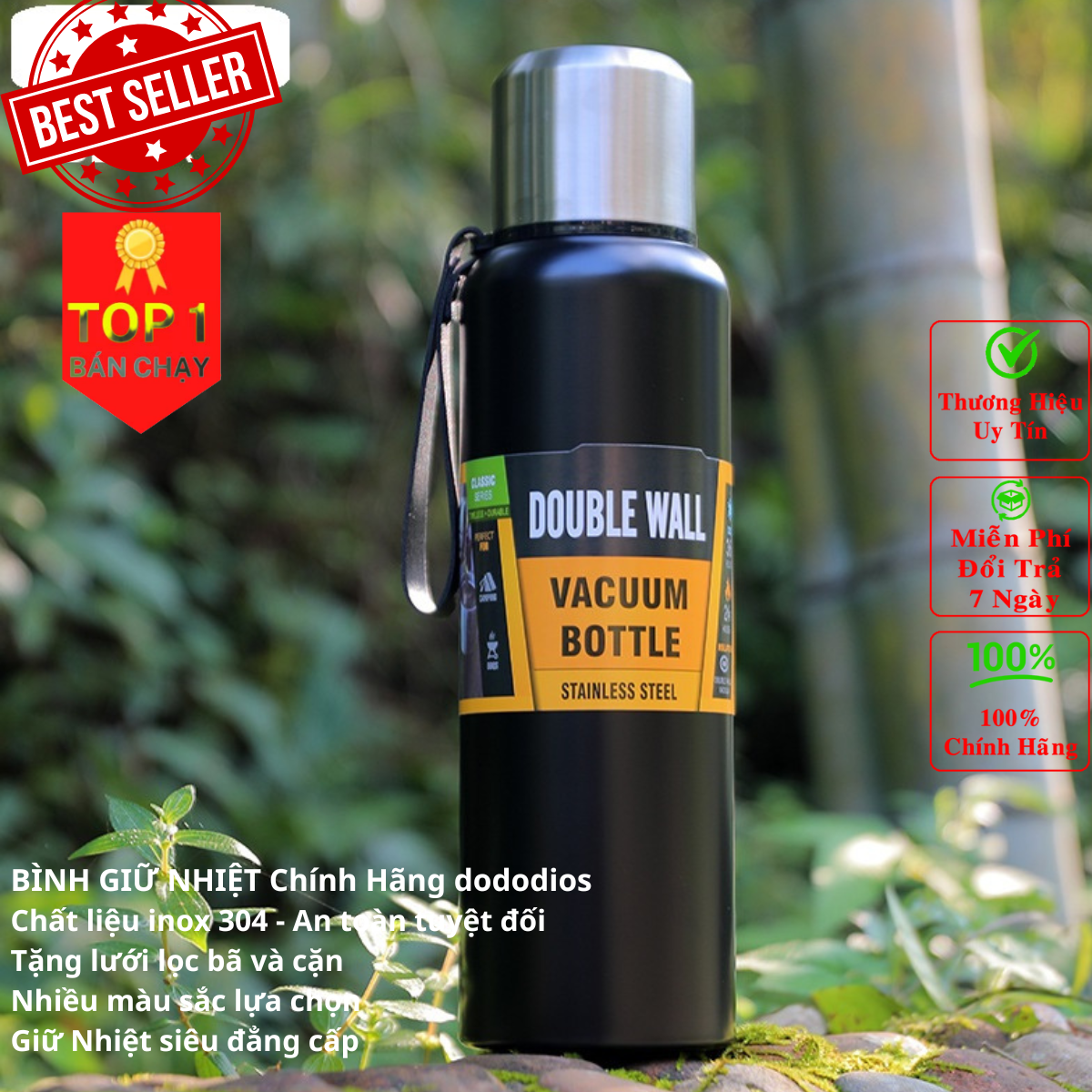 Bình giữ nhiệt 1500ml, bình giữ nhiệt 1000ml, bình giữ nhiệt đi học, bình giữ nhiệt cute DoDoDios - chất liệu inox 304 an toàn tuyệt đối - Chính hãng