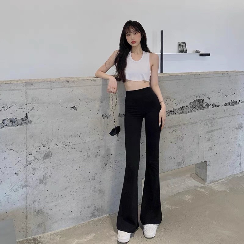 Quần ống loe nữ nâng mông tôn dáng chất COTTON LẠNH co giãn 4 chiều siêu hack dáng