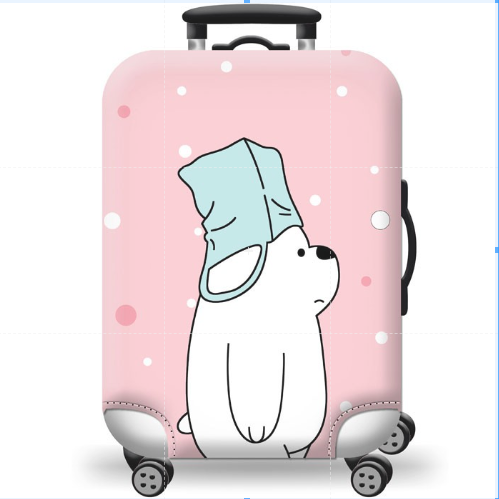 Túi bọc bảo vệ vali -Áo vỏ bọc vali - Mẫu Gấu Đội Mũ Size S M L XL HPValiOEM