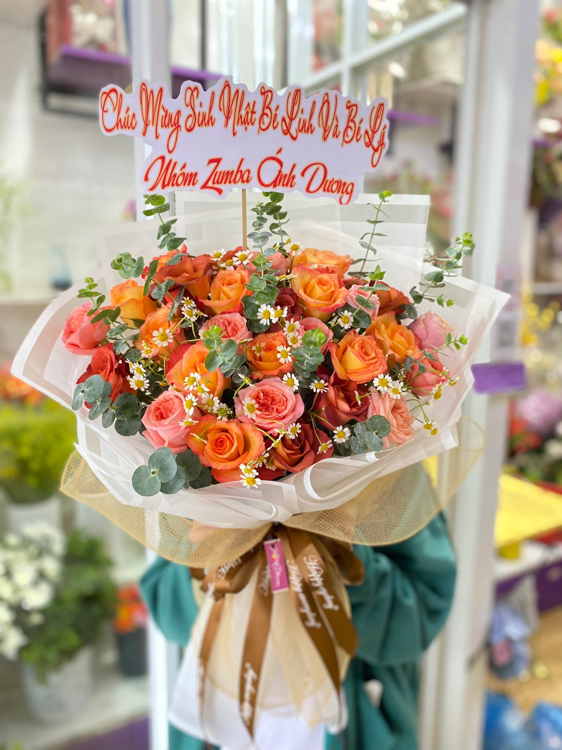 Bó hoa sinh nhật, bó hoa chúc mừng- bó hoa tặng sinh nhật, 14/02, 08/03, 20/10- hoa đôi
