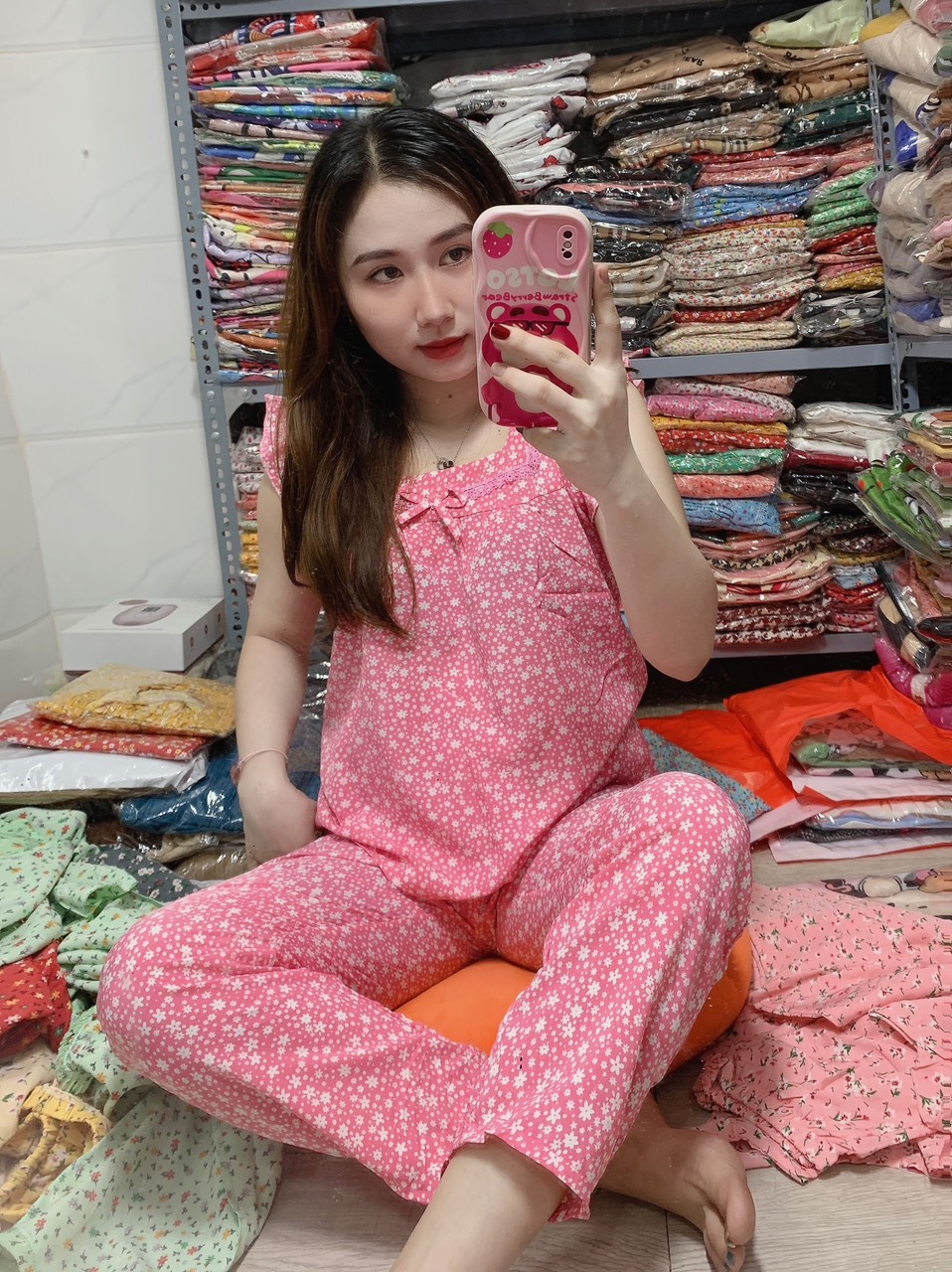 (GIÁ SỐC) Đồ bộ mặc nhà lụa mango có túi dưới 58kg