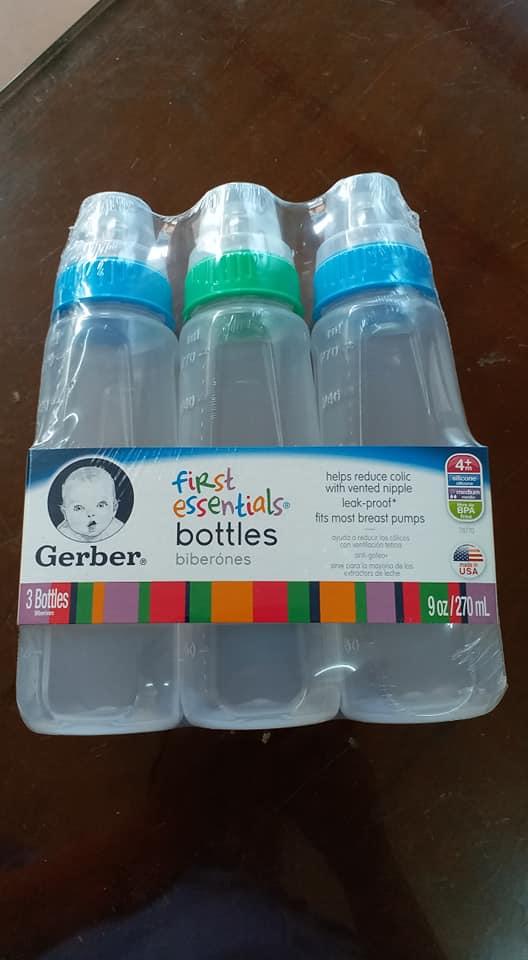 Set 3 bình sữa Gerber First Essentials núm silicon 270ml (9oz)-Xách tay Mỹ