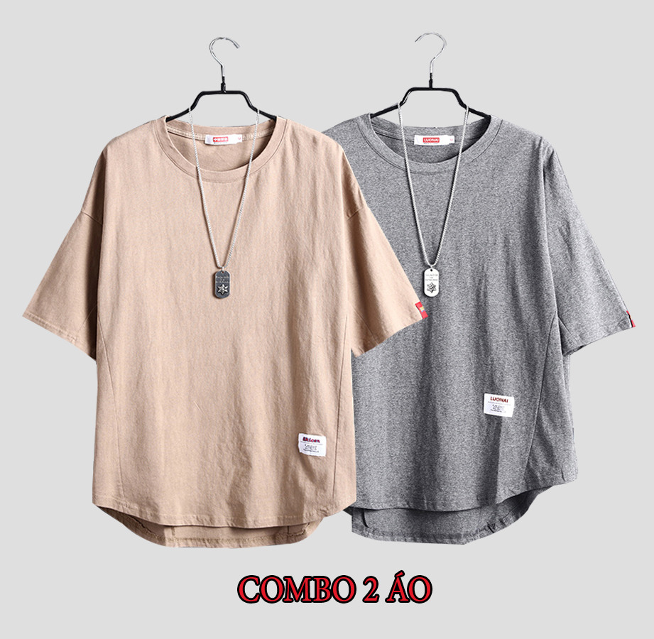 Combo 02 Áo Thun Nam Nữ Unisex Trơn Basic Tay Lỡ Cổ Tròn Vạt Áo Đuôi Tôm Phong Cách Trẻ Trung Thời Trang Menkind 2TOP NAM 145