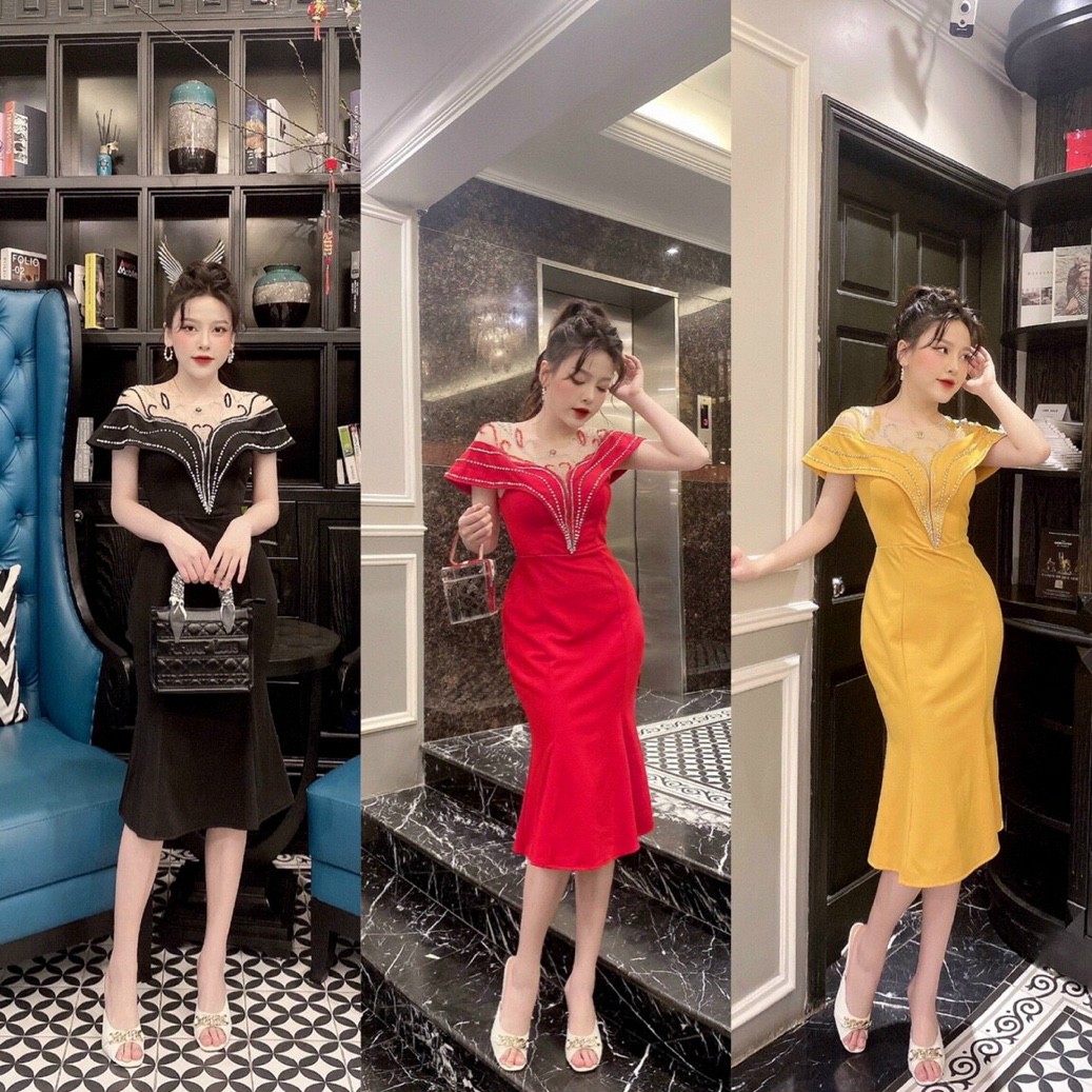 Đầm Body đuôi Cá kết pha lê - YB220159