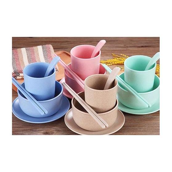 Bộ 6 Món Ly Chén Muỗng Nĩa Dĩa Đũa Lúa Mạch An Toàn