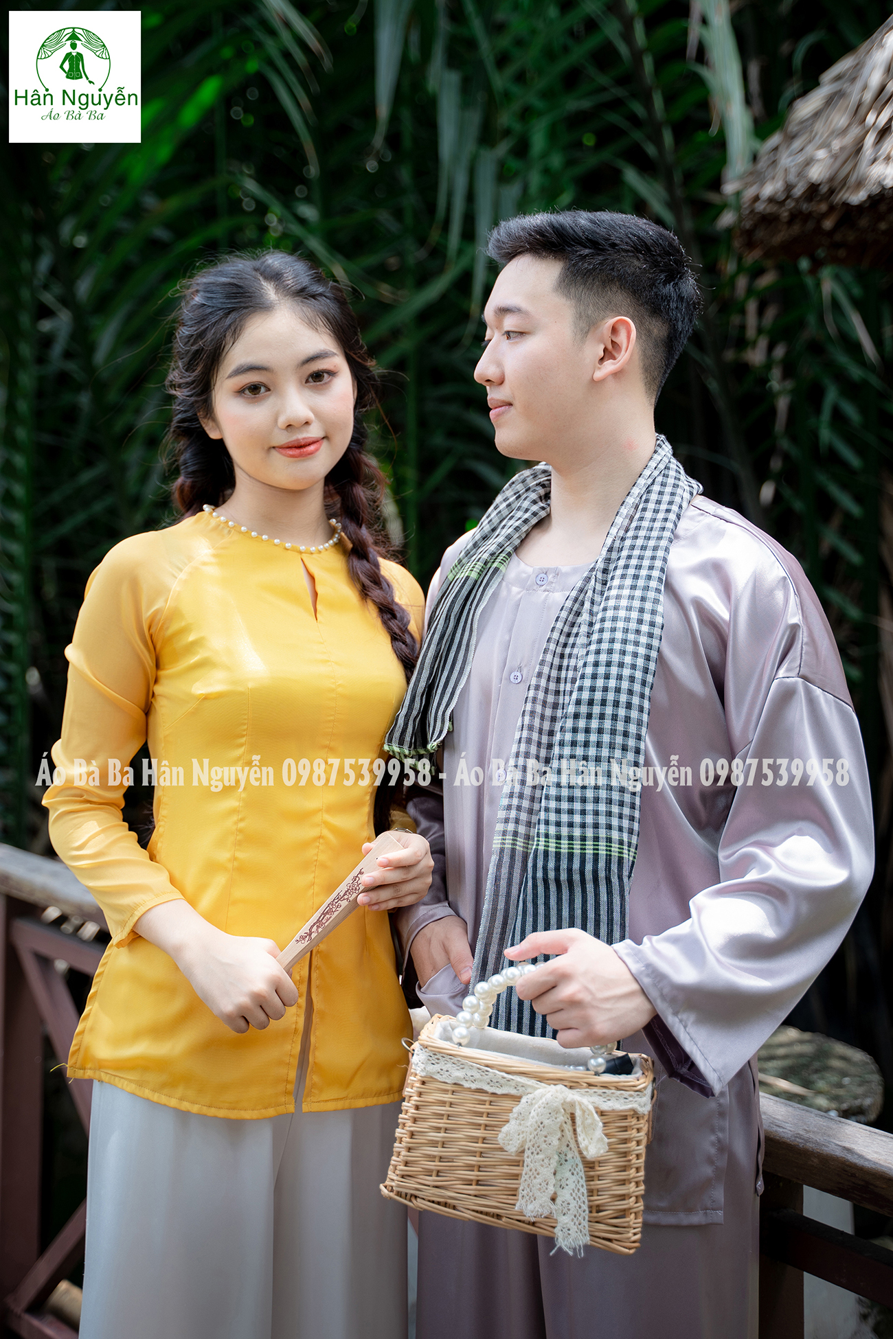 Bộ Bà Ba Nam ( Tặng Khăn Rằn )