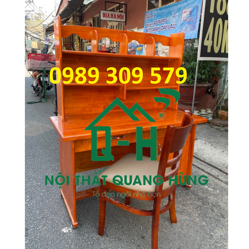 Bàn học sinh gỗ thông có kệ sách cao cấp hcm
