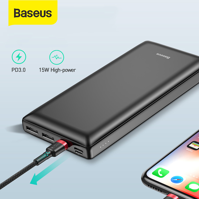 Pin sạc dự phòng Baseus 30000mAh Quick Charging Power Bank for iPhone 11 pro Samsung S10 plus HUAWEI USB Type-C PD 15W Fast Charging For Macbook