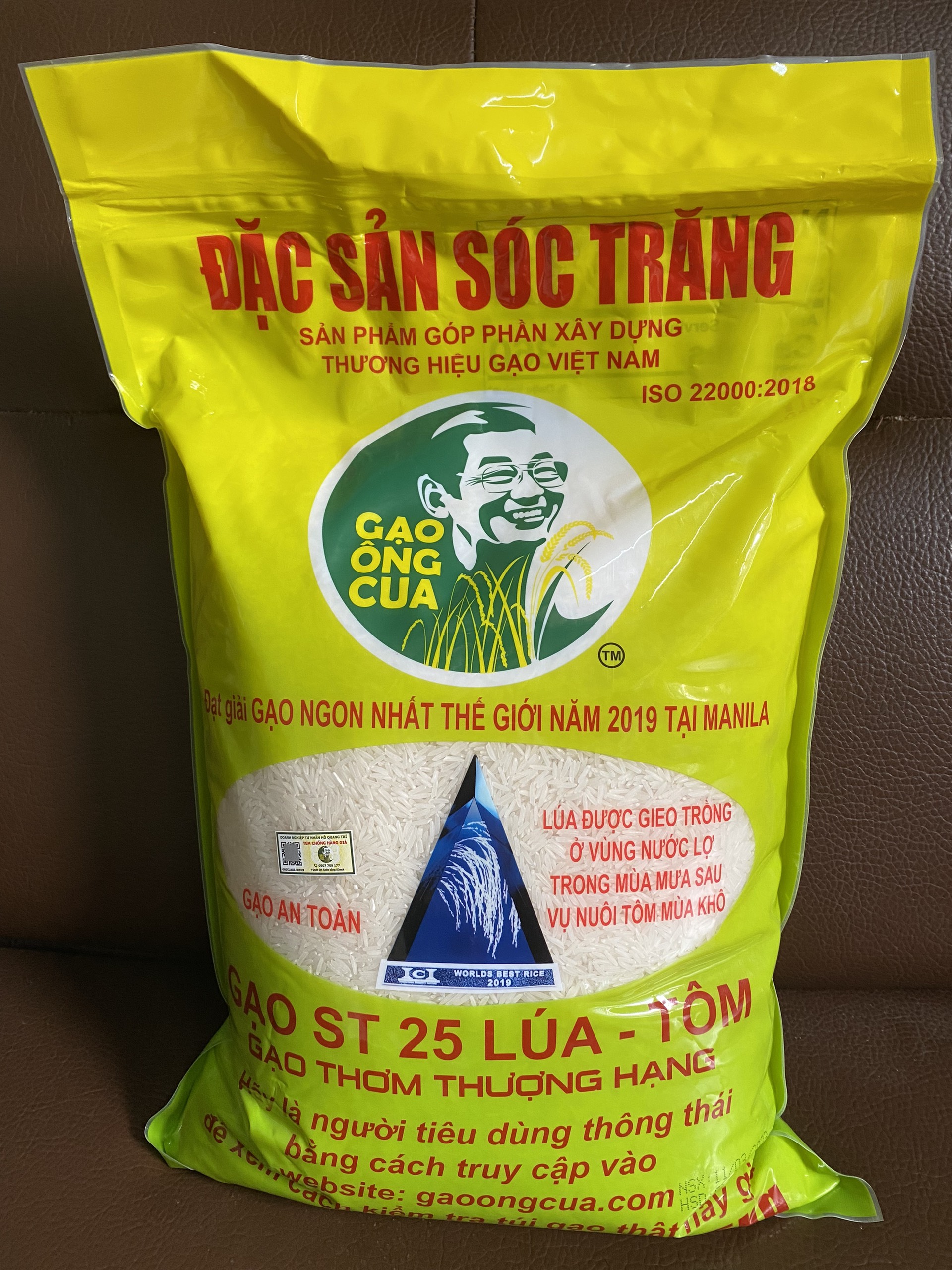 (Chính hãng) Gạo ST25 Lúa Tôm - Hiệu ông Cua có mã QR (Túi 5kg)