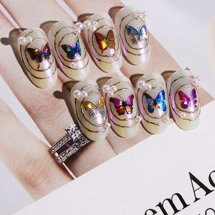 [HCM]Sticker nail 3D bướm phát sáng đổi màu