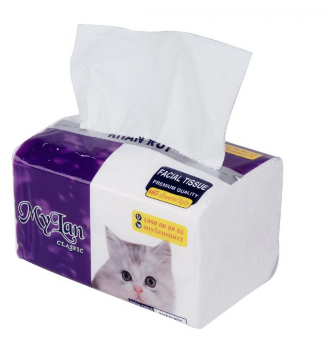 giấy rút con mèo MyLan bịch 8 gói(465 tờ/3 lớp)