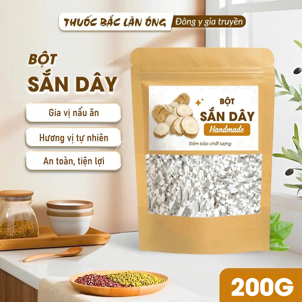 Bột sắn dây nguyên chất 200g, sắn dây ta nhà làm, pha uống giúp thanh nhiệt, giải khát - Lãn Ông