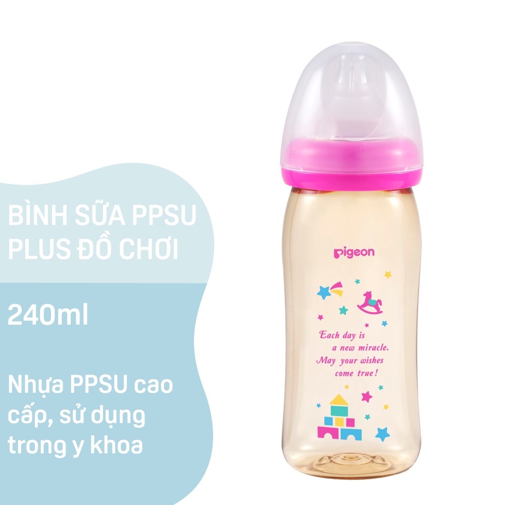 [GIFT] Bình Sữa Cổ Rộng PPSU Plus Pigeon Hình Đồ Chơi 240ml