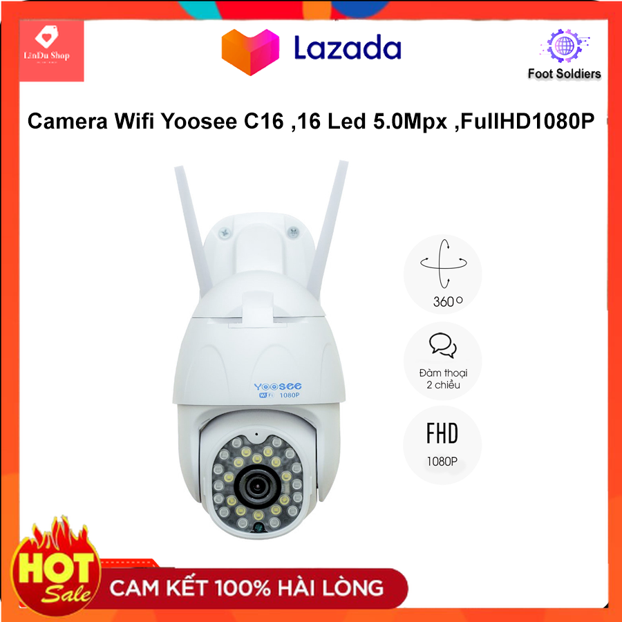 [HCM] Camera Wifi Yoosee 5.0Mpx C16 16 Led , FullHD1080P - 5.0Mpx ,Hệ thống tín hiệu: PAL/NTSC - Nhiệt độ hoạt động: -10 độ đến 60 độ -Khả năng xoay: xoay 360 độ- LinDu Shop