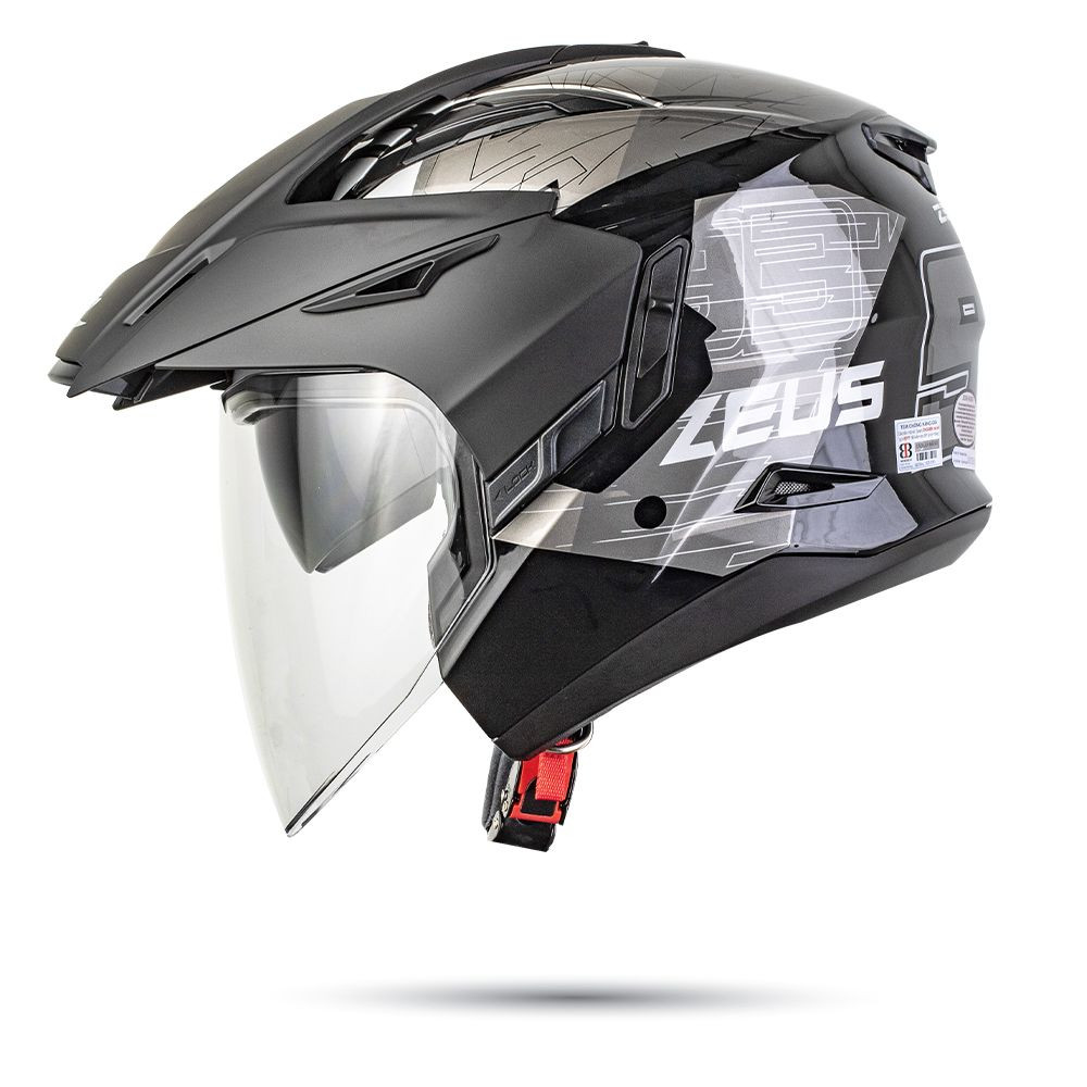 MŨ 3/4 ZEUS 613B SPIDER RED TẶNG MÁI CHE
