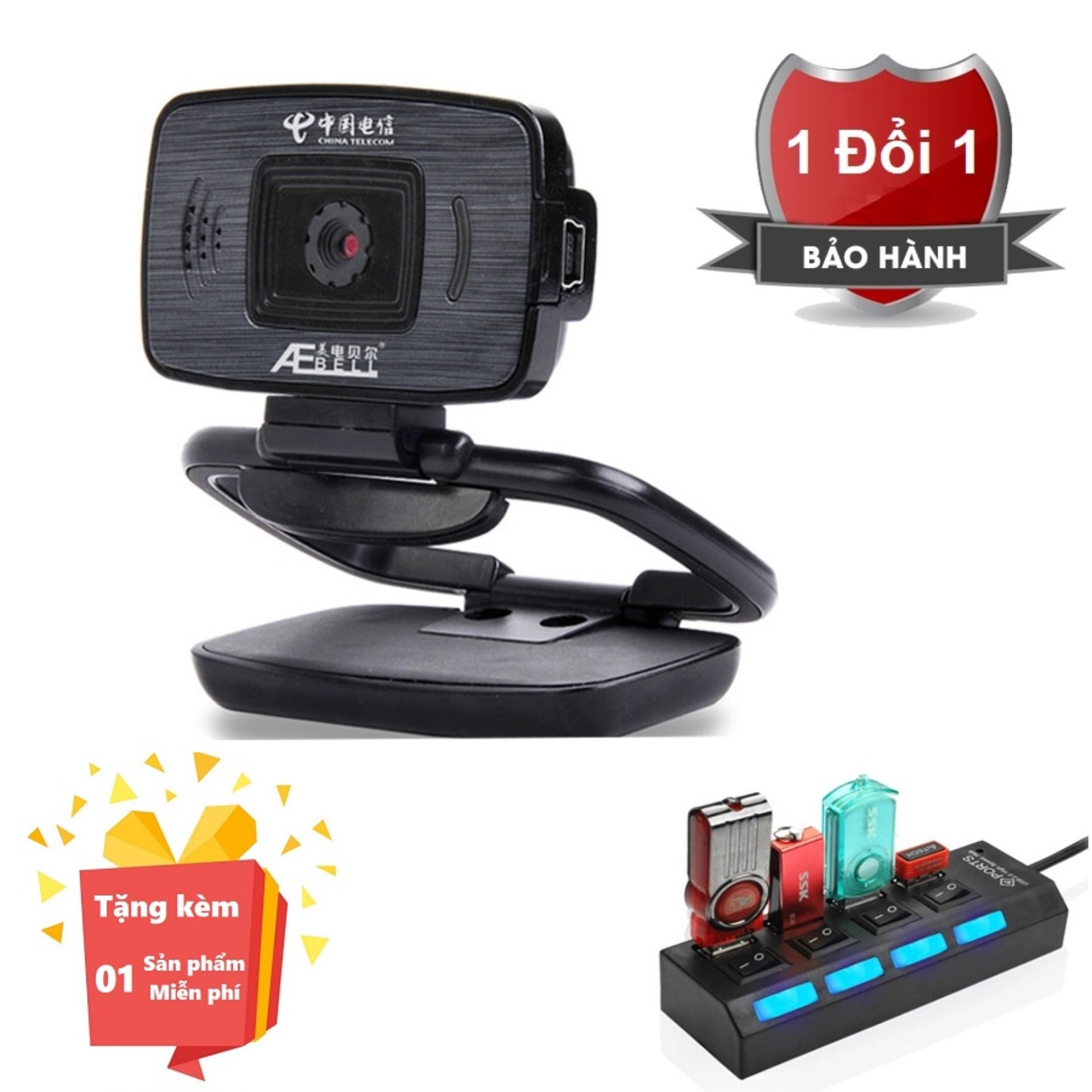 Webcam tích hợp Micro cho máy tính, PC, Laptop U22W - Webcam học online tại nhà U22W - Webcam online kèm Micro U22W