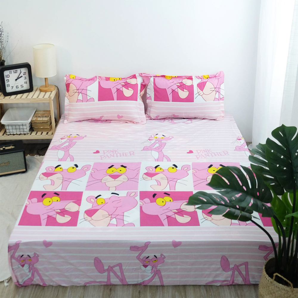 Bộ ga gối báo Pink Poly Cotton siêu mềm mại