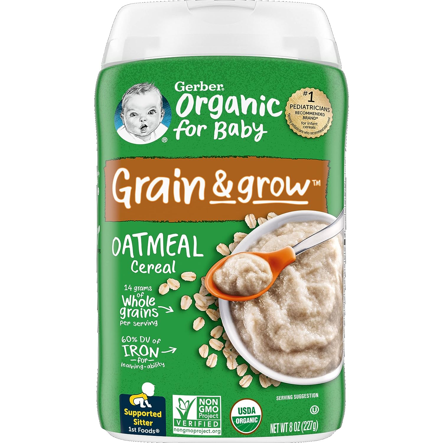 Gerber Babnicy Cereal, Organic Oatmeal, Rice 8 Ounce