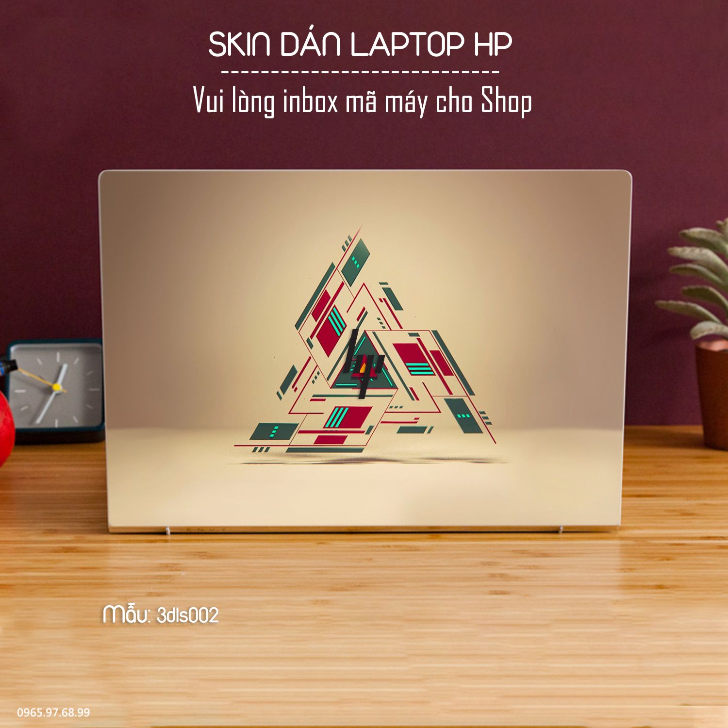 Decal Skin dán Laptop HP mẫu 3D (inbox mã máy cho shop)