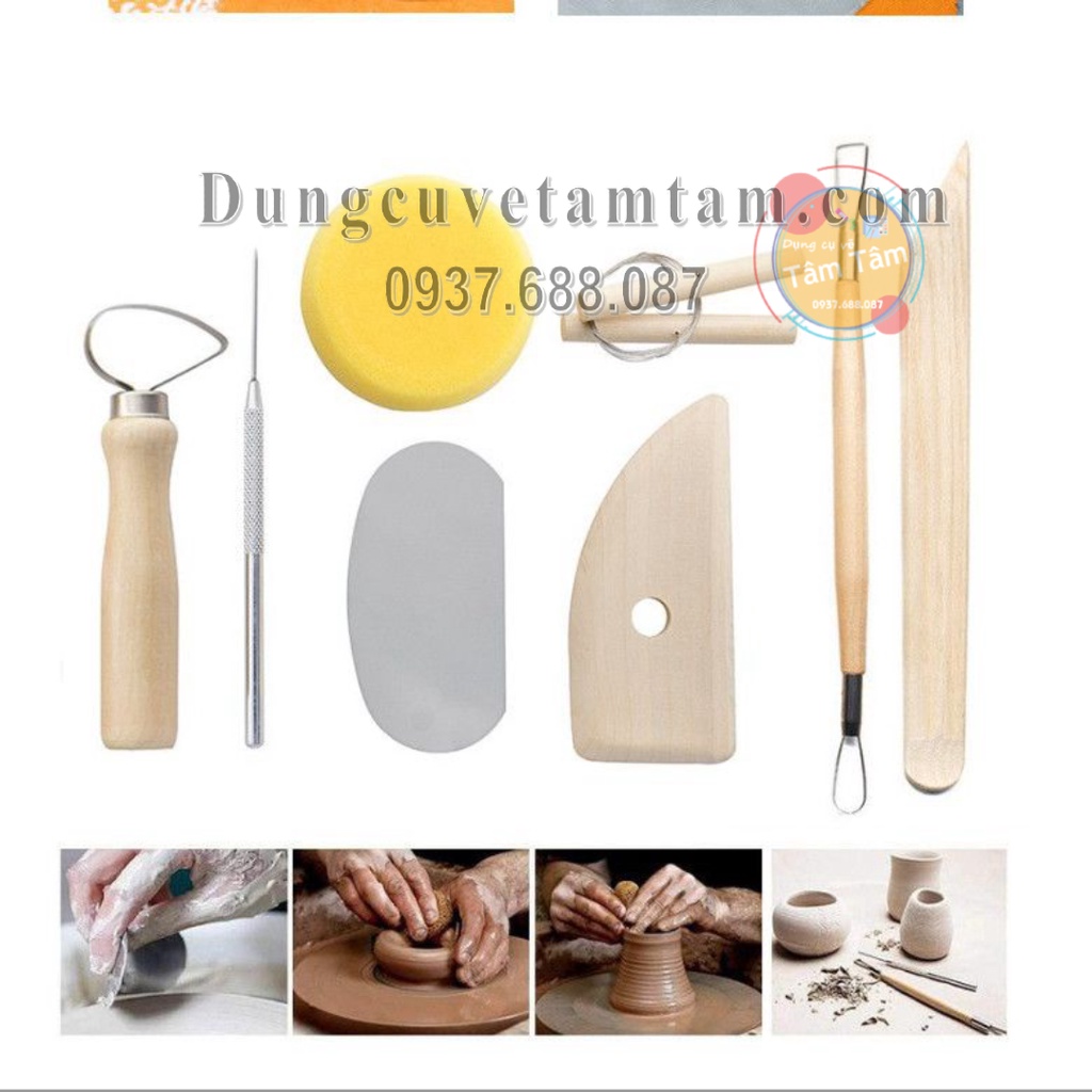 Bộ Dụng Cụ Làm Đất Sét Nghệ Thuật, Đồ Gốm, Polymer, Ceramic Clay, dùng nặn tạo hình làm mịn điêu khắc